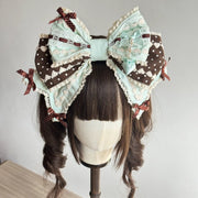 Bunny Bow Lolita Bonnet & KC Headband – Latte or Yellow-Pink