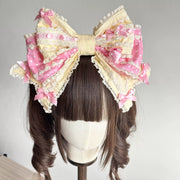 Bunny Bow Lolita Bonnet & KC Headband – Latte or Yellow-Pink