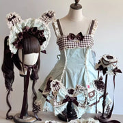 Mint & Coffee Cupcake Lolita Bunny Ear Bonnet [MAID]