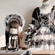 Dupioni Silk Cake Lolita Bonnet Set [MAID], Customizable