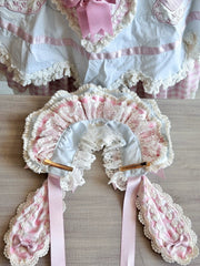 Blue & Pink Plaid Cupcake Lolita Bunny Bonnet [MAID]