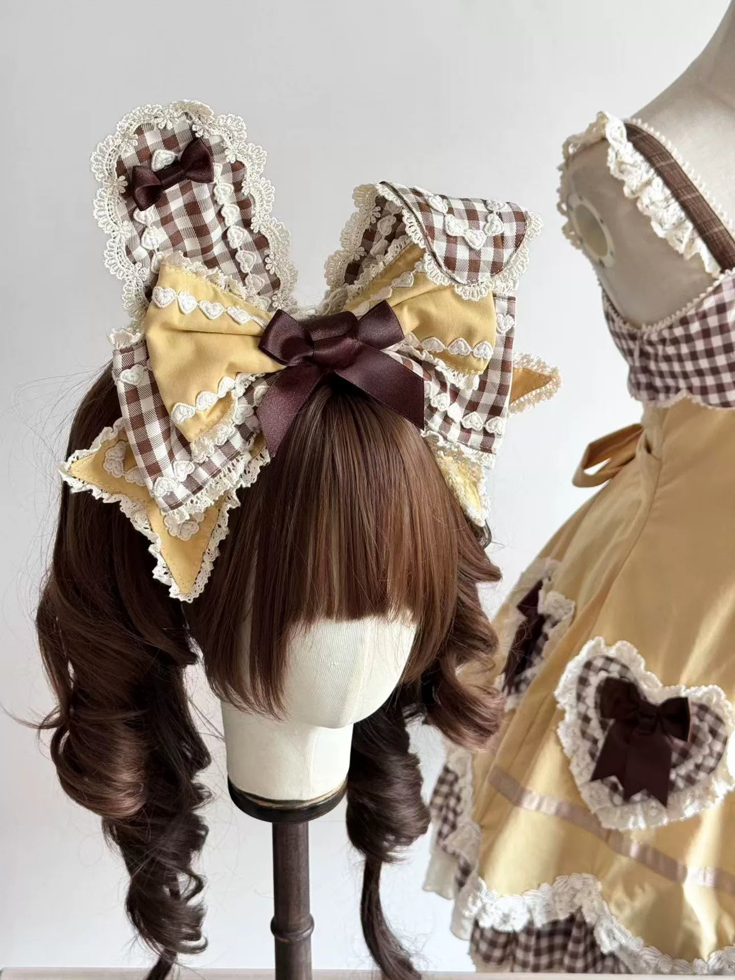 Cupcake Lolita Bow Bunny Ear Headband, Customizable