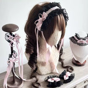 Satin Ballet Lolita Bow Hairband Set [MAID], Customizable