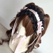 Satin Ballet Lolita Bow Hairband Set [MAID], Customizable