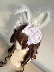 Polka Dot Bow Lolita KC Headband with Detachable Bunny Ears