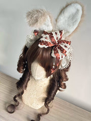 Polka Dot Bow Lolita KC Headband with Detachable Bunny Ears