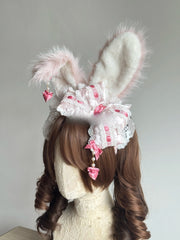 Polka Dot Bow Lolita KC Headband with Detachable Bunny Ears