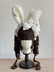 Polka Dot Bow Lolita KC Headband with Detachable Bunny Ears