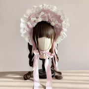 Christmas Bridal Lace Lolita Bonnet – Light Pink, Clearance