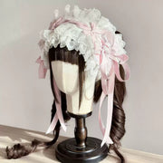 Christmas Bridal Lace Lolita Bonnet – Light Pink, Clearance