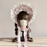 Christmas Bridal Lace Lolita Bonnet – Light Pink, Clearance