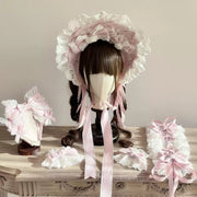 Christmas Bridal Lace Lolita Bonnet – Light Pink, Clearance