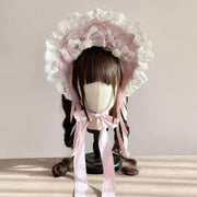 Christmas Bridal Lace Lolita Bonnet – Light Pink, Clearance