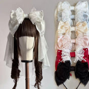 Pearl Lace Bow Lolita KC Headband, Customizable