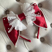 Pearl Lace Bow Lolita KC Headband, Customizable