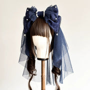 Pearl Lace Bow Lolita KC Headband, Customizable