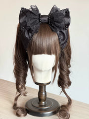 Pearl Lace Bow Lolita KC Headband, Customizable