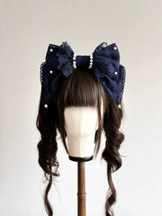 Pearl Lace Bow Lolita KC Headband, Customizable