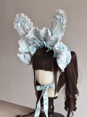 Plaid Bunny Ear Lolita Bonnet, 2-Way Wear