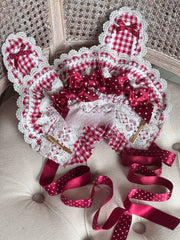 Plaid Bunny Ear Lolita Bonnet, 2-Way Wear