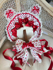 Strawberry Print Polka Dot Lolita Bonnet & KC Headband
