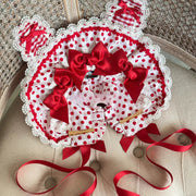 Strawberry Print Polka Dot Lolita Bonnet & KC Headband