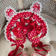 Strawberry Print Polka Dot Lolita Bonnet & KC Headband