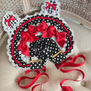 Strawberry Print Polka Dot Lolita Bonnet & KC Headband