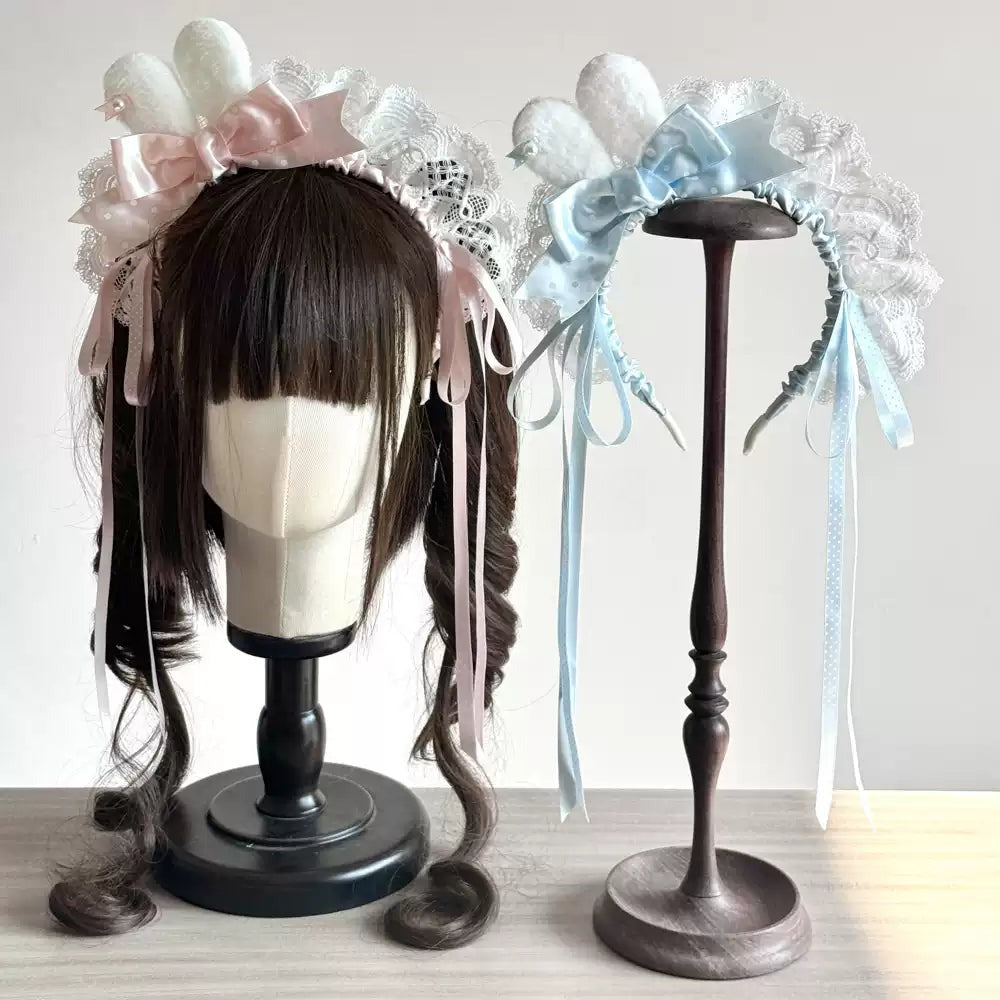 Mini Bunny Ear Polka Dot Lolita Headband, Customizable