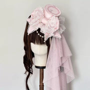 Sea of Dreams Lolita Bonnet Set – Pink & White, Customizable