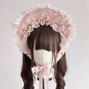 Sea of Dreams Lolita Bonnet Set – Pink & White, Customizable