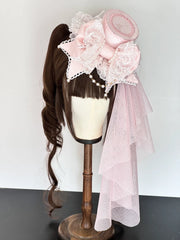 Sea of Dreams Lolita Bonnet Set – Pink & White, Customizable