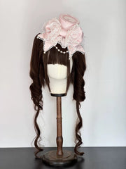 Sea of Dreams Lolita Bonnet Set – Pink & White, Customizable