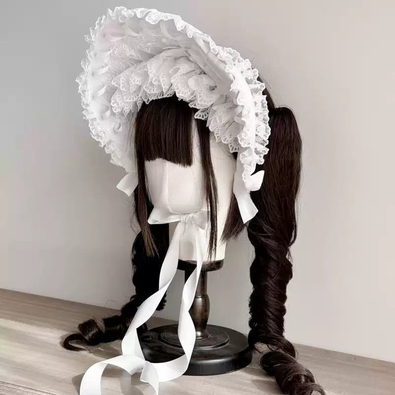 Pure White Bridal Lace Lolita Bonnet
