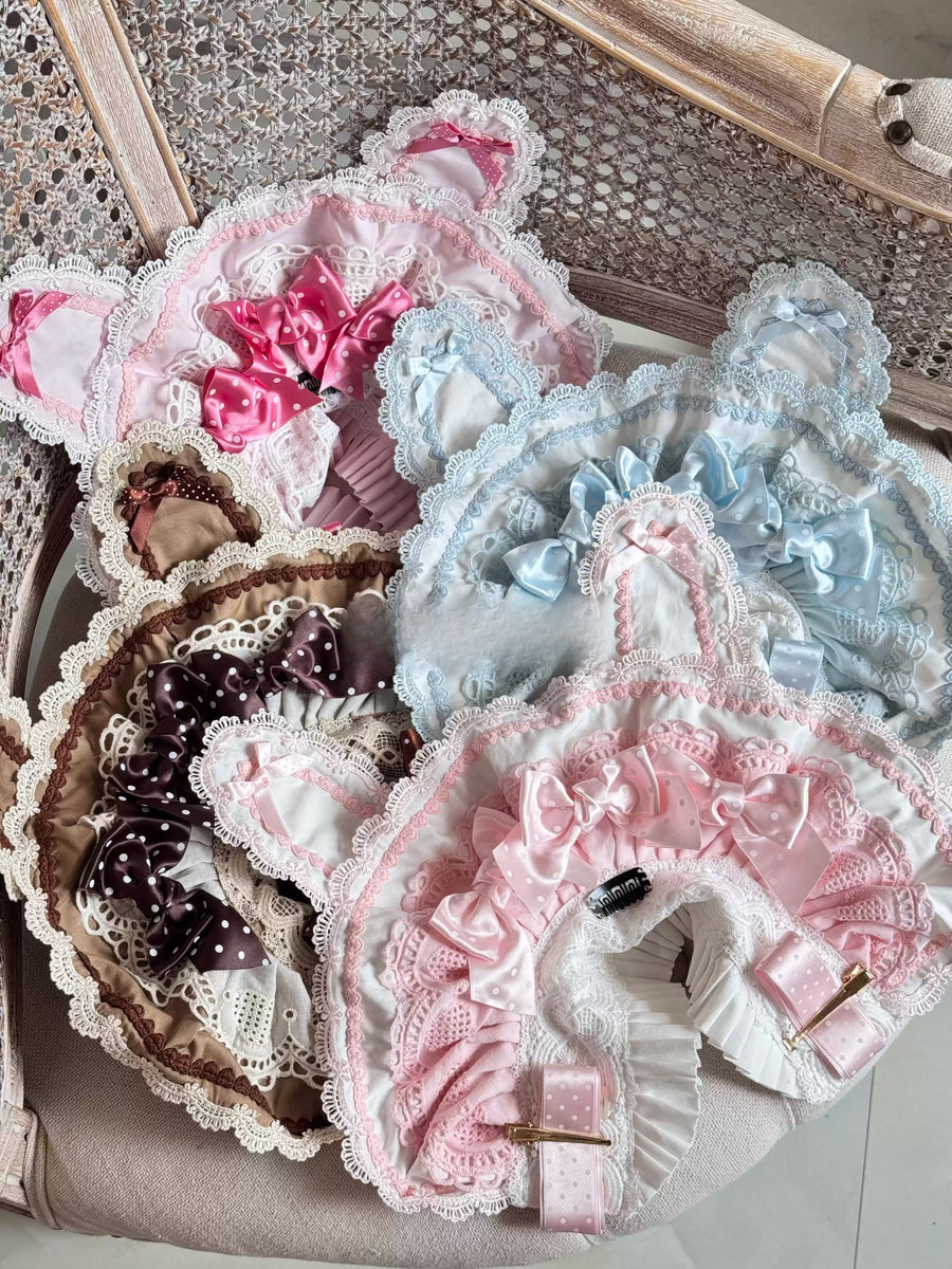 Cotton Bunny Ear Lolita Bonnet with Bow