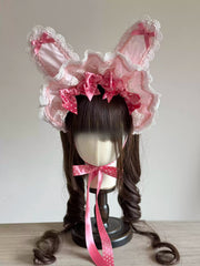 Cotton Bunny Ear Lolita Bonnet with Bow – Customizable