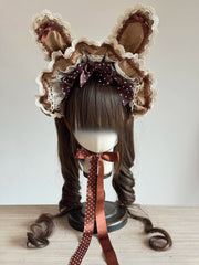 Cotton Bunny Ear Lolita Bonnet with Bow – Customizable