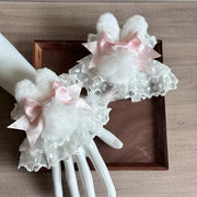 Plush Bunny-Ear Polka Dot Sleeves