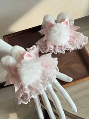 Plush Bunny-Ear Polka Dot Sleeves