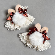 Plush Bunny-Ear Polka Dot Sleeves