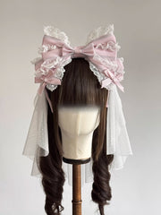 Christmas Bridal Lace Bow Lolita Bonnet Set – Clearance