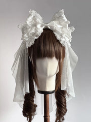 Christmas Bridal Lace Bow Lolita Bonnet Set – Clearance