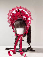 Christmas Lace Bow Bonnet (BNT)