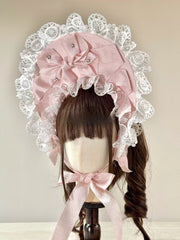 Christmas Lace Bow Bonnet (BNT)