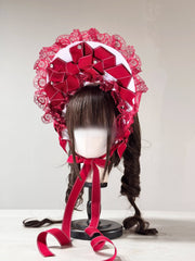 Christmas Lace Bow Bonnet (BNT)