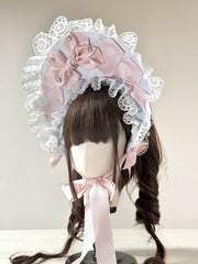 Christmas Lace Bow Bonnet (BNT)