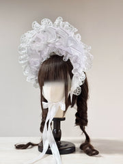 Christmas Lace Bow Bonnet (BNT)