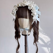 Laura's Doll Bunny Ear Bonnet, KC & Sleeves — Blue & White