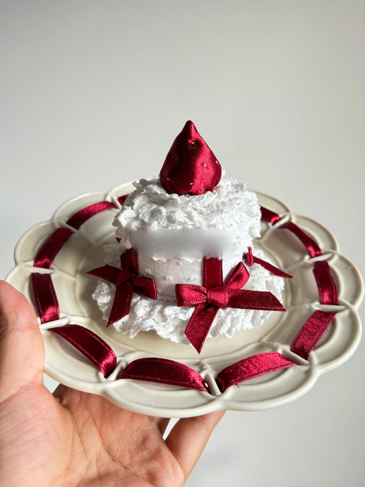 Strawberry Cupcake Lace Mini Top Hat