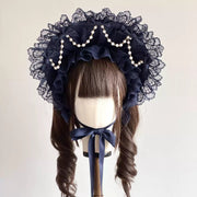 Sea of Dreams Lolita Bonnet Set – Navy, Customizable